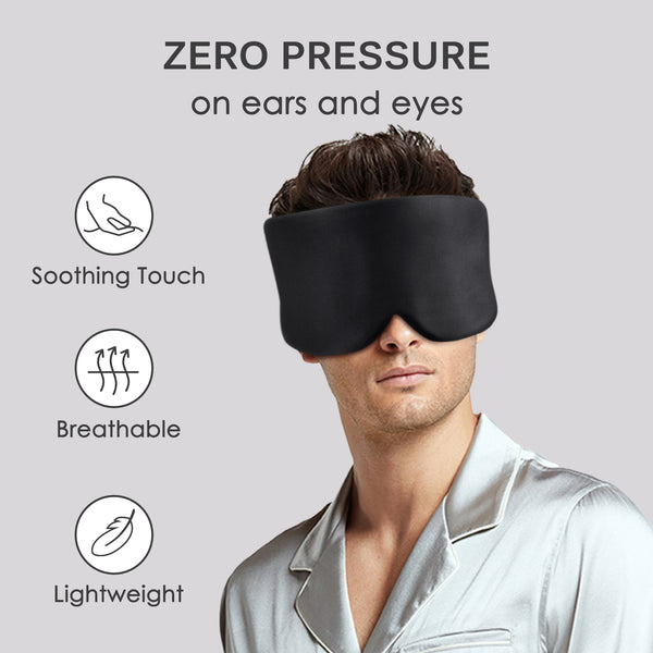 Olesilk 100% Mulberry Silk Sleep Mask Black Color Large Size