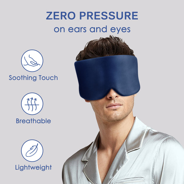 Olesilk 100% Mulberry Silk Sleep Mask Navy Blue Large Size Silk Eye Mask