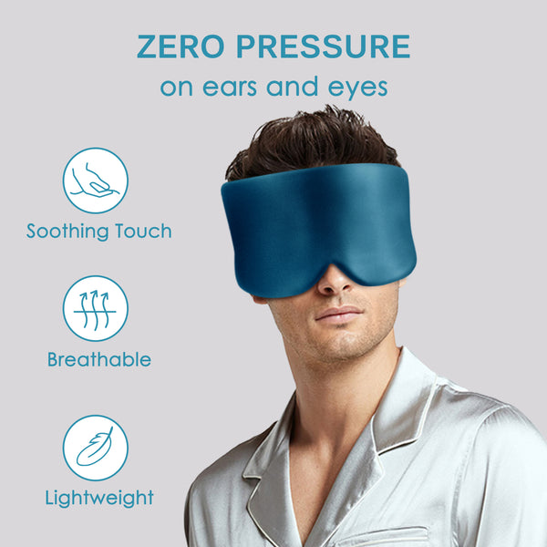 Olesilk 100% Mulberry Silk Sleep Mask Peacock Blue Large Size