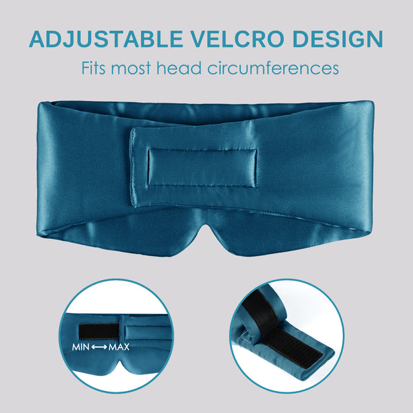Olesilk 100% Mulberry Silk Sleep Mask Peacock Blue Large Size