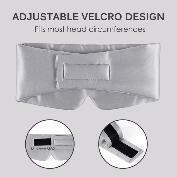 Olesilk 100% Mulberry Silk Sleep Mask Silvergrey Large Size Silk Eye Mask