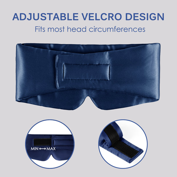 Olesilk 100% Mulberry Silk Sleep Mask Navy Blue Large Size Silk Eye Mask