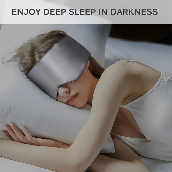 Olesilk 100% Mulberry Silk Sleep Mask Silvergrey Large Size Silk Eye Mask