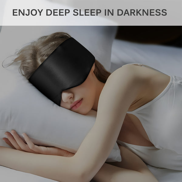 Olesilk 100% Mulberry Silk Sleep Mask Black Color Large Size