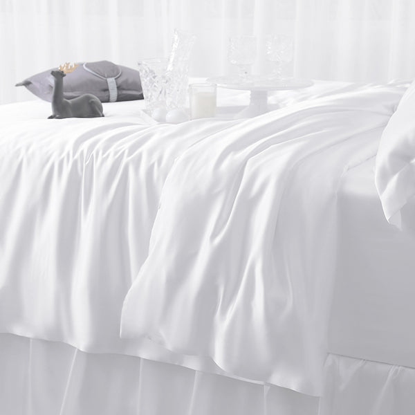 Olesilk 19 Momme 5 Pieces Silk 100% Pure Mulberry Silk Bedding Sets ( 1 Duvet Cover + 1 Flat Sheet + 1 Fitted Sheet + 2 Zipper Pillowcases )