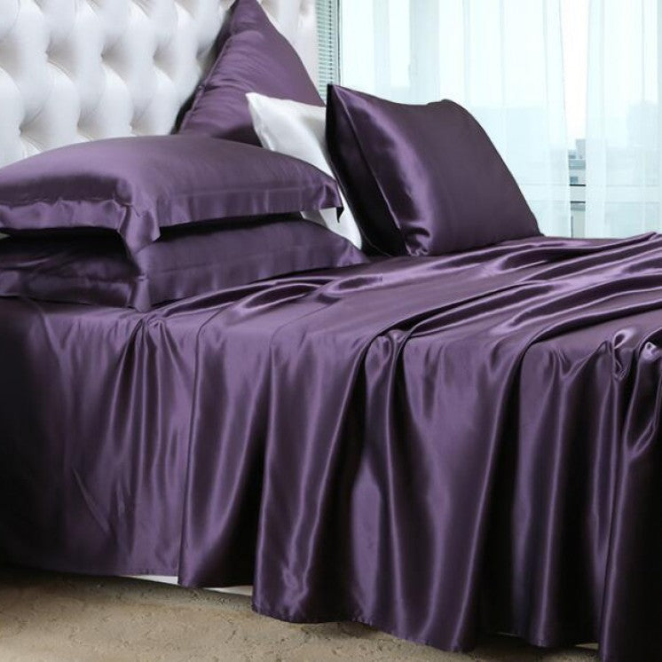 Olesilk 19 Momme 5 Pieces Silk 100% Pure Mulberry Silk Bedding Sets ( 1  Duvet Cover + 1 Flat Sheet + 1 Fitted Sheet + 2 Zipper Pillowcases )