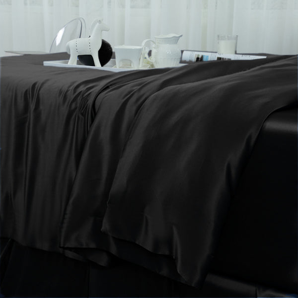 Olesilk 19 Momme 5 Pieces Silk 100% Pure Mulberry Silk Bedding Sets ( 1 Duvet Cover + 1 Flat Sheet + 1 Fitted Sheet + 2 Zipper Pillowcases )