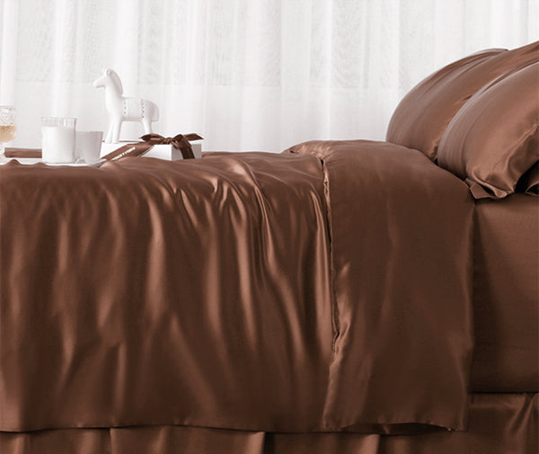 Olesilk 19 Momme 5 Pieces Silk 100% Pure Mulberry Silk Bedding Sets ( 1 Duvet Cover + 1 Flat Sheet + 1 Fitted Sheet + 2 Zipper Pillowcases )