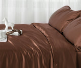 Olesilk 19 Momme 5 Pieces Silk 100% Pure Mulberry Silk Bedding Sets ( 1 Duvet Cover + 1 Flat Sheet + 1 Fitted Sheet + 2 Zipper Pillowcases )
