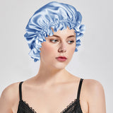 Olesilk 19 Momme Light Blue Mulberry Silk Sleep Cap Hair Beauty Orgainc Silk Bonnet