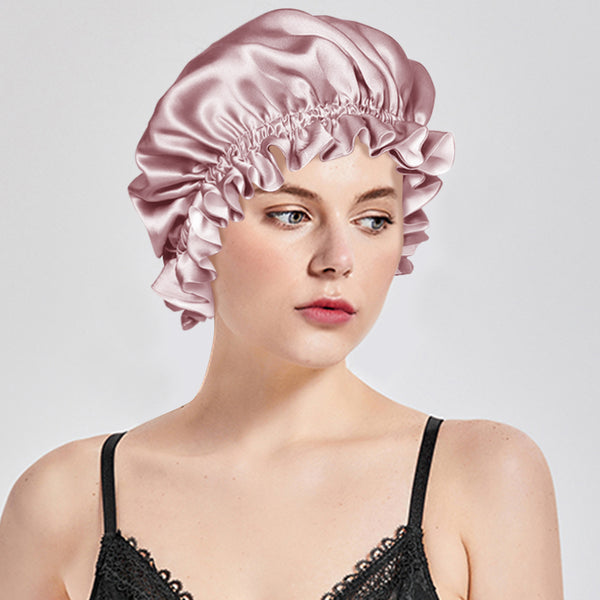 Olesilk 19 Momme Light Plum Mulberry Silk Sleep Cap Hair Beauty Orgainc Silk Bonnet