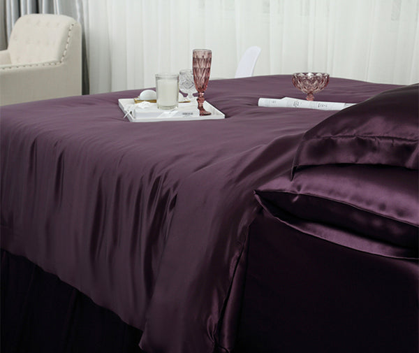 Olesilk 19 Momme 5 Pieces Silk 100% Pure Mulberry Silk Bedding Sets ( 1 Duvet Cover + 1 Flat Sheet + 1 Fitted Sheet + 2 Zipper Pillowcases )