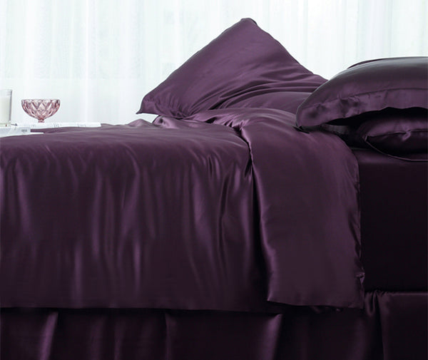 Olesilk 19 Momme 5 Pieces Silk 100% Pure Mulberry Silk Bedding Sets ( 1 Duvet Cover + 1 Flat Sheet + 1 Fitted Sheet + 2 Zipper Pillowcases )