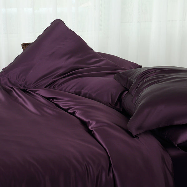 Olesilk 19 Momme 5 Pieces Silk 100% Pure Mulberry Silk Bedding Sets ( 1 Duvet Cover + 1 Flat Sheet + 1 Fitted Sheet + 2 Zipper Pillowcases )