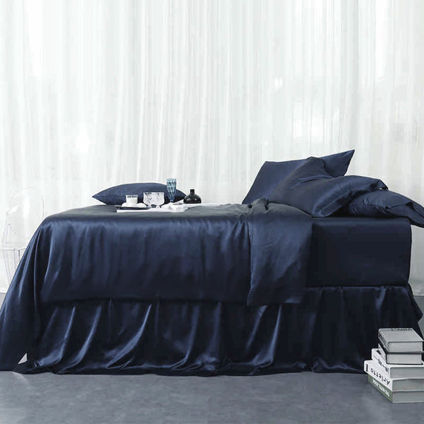 Olesilk 19 Momme 5 Pieces Silk 100% Pure Mulberry Silk Bedding Sets ( 1 Duvet Cover + 1 Flat Sheet + 1 Fitted Sheet + 2 Zipper Pillowcases )