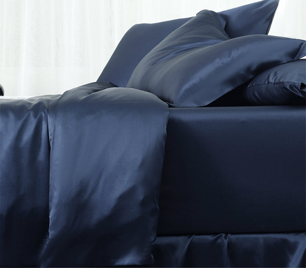 Olesilk 19 Momme 5 Pieces Silk 100% Pure Mulberry Silk Bedding Sets ( 1 Duvet Cover + 1 Flat Sheet + 1 Fitted Sheet + 2 Zipper Pillowcases )