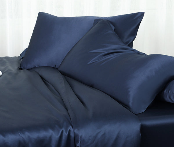 Olesilk 19 Momme 5 Pieces Silk 100% Pure Mulberry Silk Bedding Sets ( 1 Duvet Cover + 1 Flat Sheet + 1 Fitted Sheet + 2 Zipper Pillowcases )
