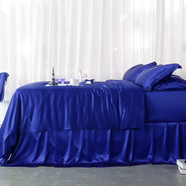 Olesilk 19 Momme 5 Pieces Silk 100% Pure Mulberry Silk Bedding Sets ( 1 Duvet Cover + 1 Flat Sheet + 1 Fitted Sheet + 2 Zipper Pillowcases )