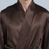 Olesik Men's 19 Momme Silk Dressing Gown with Stand Collar, 100% Pure Mulberry Silk