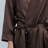 Olesik Men's 19 Momme Silk Dressing Gown with Stand Collar, 100% Pure Mulberry Silk