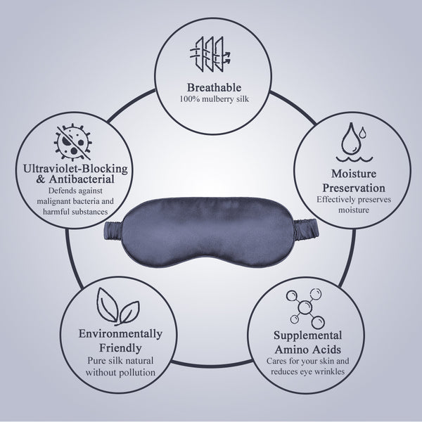 Olesilk 100% Mulberry Silk Sleep Mask Blindfold with Elastic Strap and Silk Filling