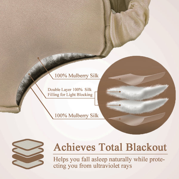 Olesilk 100% Mulberry Silk Sleep Mask Blindfold with Elastic Strap and Silk Filling