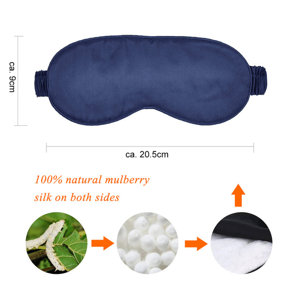 Olesilk 100% Mulberry Silk Sleep Mask Blindfold with Elastic Strap and Silk Filling