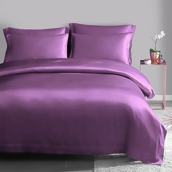 Olesilk 19 Momme 5 Pieces 100% Pure Mulberry Silk Bedding Set ( 1 Duvet Cover + 1 Flat Sheet + 1 Fitted Sheet + 2 Oxford Pillowcases)