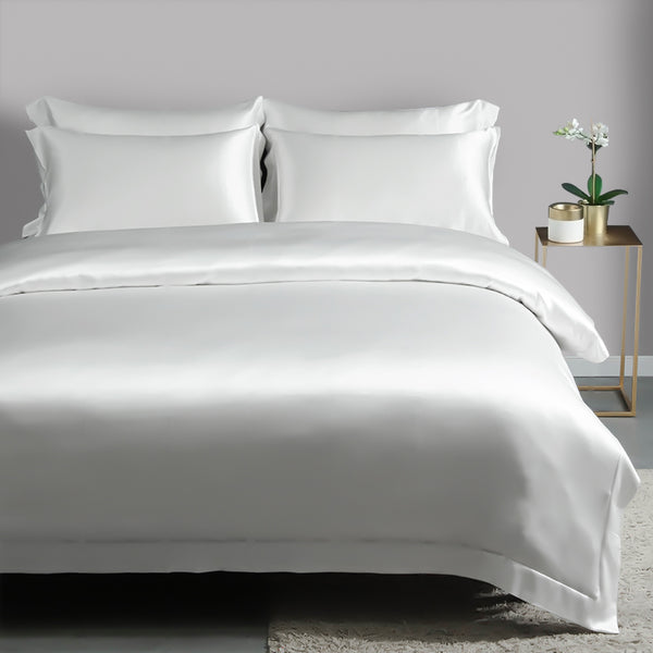 Olesilk 25 Momme 5 Pieces Silk Sheet Set 100% Pure Mulberry Silk Bedding Set ( 1 Duvet Cover + 1 Flat Sheet + 1 Fitted Sheet + 2 Oxford Pillowcases)