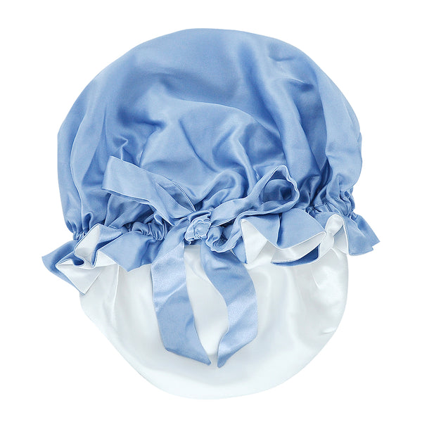 Olesilk 19 Momme Light Blue Mulberry Silk Sleep Cap Hair Beauty Orgainc Silk Bonnet