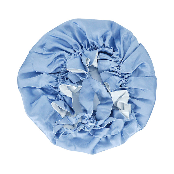 Olesilk 19 Momme Light Blue Mulberry Silk Sleep Cap Hair Beauty Orgainc Silk Bonnet