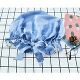 Olesilk 19 Momme Light Blue Mulberry Silk Sleep Cap Hair Beauty Orgainc Silk Bonnet