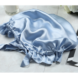 Olesilk 19 Momme Light Blue Mulberry Silk Sleep Cap Hair Beauty Orgainc Silk Bonnet