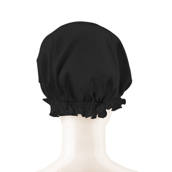 Olesilk 19 Momme Black Color Silk Night Cap For Beautiful Hair With Flabala Detailing
