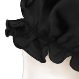 Olesilk 19 Momme Black Color Silk Night Cap For Beautiful Hair With Flabala Detailing