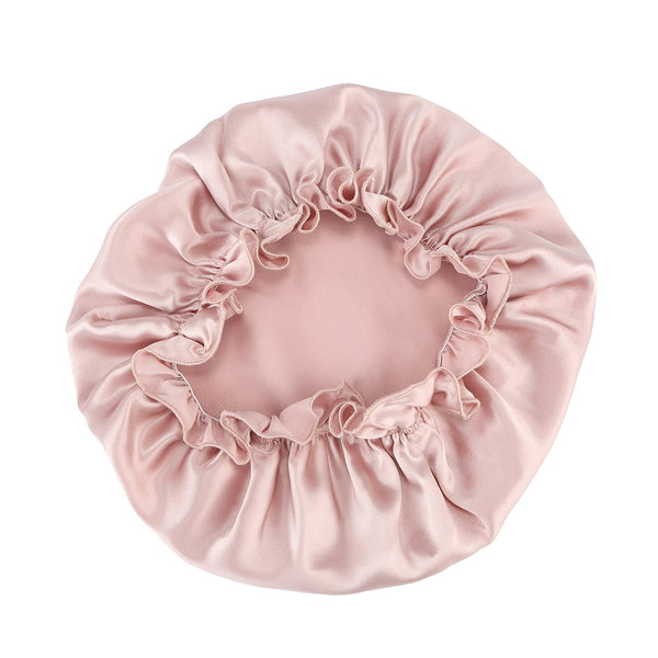 Olesilk 19 Momme Light Plum Silk Night Cap For Beautiful Hair With Flabala Detailing