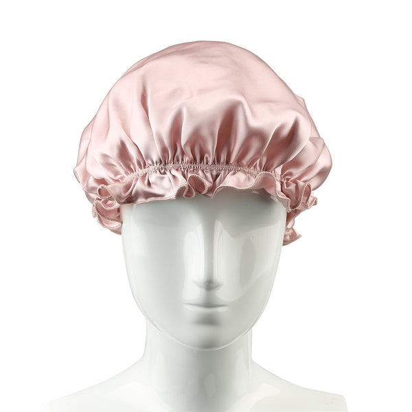 Olesilk 19 Momme Light Plum Silk Night Cap For Beautiful Hair With Flabala Detailing