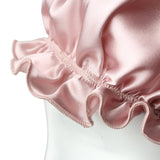 Olesilk 19 Momme Light Plum Silk Night Cap For Beautiful Hair With Flabala Detailing