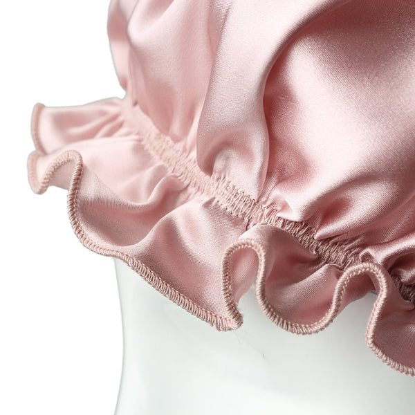 Olesilk 19 Momme Light Plum Silk Night Cap For Beautiful Hair With Flabala Detailing