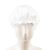 Olesilk 19 Momme White Color Silk Night Cap For Beautiful Hair With Flabala Detailing