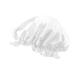 Olesilk 19 Momme White Color Silk Night Cap For Beautiful Hair With Flabala Detailing