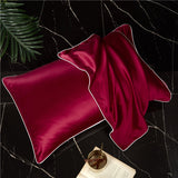 Olesilk 19 Momme Solid Color Silk Pillowcase Envelope Closure with Contrast Color Silk Trim