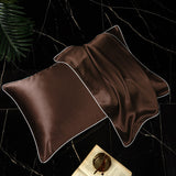 Olesilk 19 Momme Solid Color Silk Pillowcase Envelope Closure with Contrast Color Silk Trim