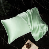 Olesilk 19 Momme Solid Color Silk Pillowcase Envelope Closure with Contrast Color Silk Trim