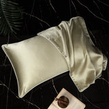 Olesilk 19 Momme Solid Color Silk Pillowcase Envelope Closure with Contrast Color Silk Trim