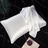 Olesilk 19 Momme Solid Color Silk Pillowcase Envelope Closure with Contrast Color Silk Trim
