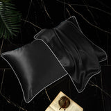 Olesilk 19 Momme Solid Color Silk Pillowcase Envelope Closure with Contrast Color Silk Trim