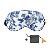 Olesilk Blue Mood Silk Eye Mask Blindfold with Double Layer Silk Filling & Blue and White Printing