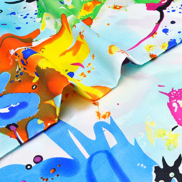 Olesilk Crayon Childhood Printed Silk Pillowcase for Hair and Skin Abstract Colorful Printing with Hidden Zipper