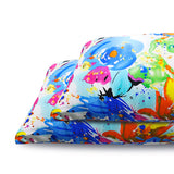 Olesilk Crayon Childhood Printed Silk Pillowcase for Hair and Skin Abstract Colorful Printing with Hidden Zipper